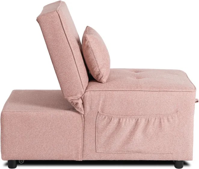Fotel Wypoczynkowy Rozkładany IBERIS 67 cm Różowy Tapicerowany Nowoczesny