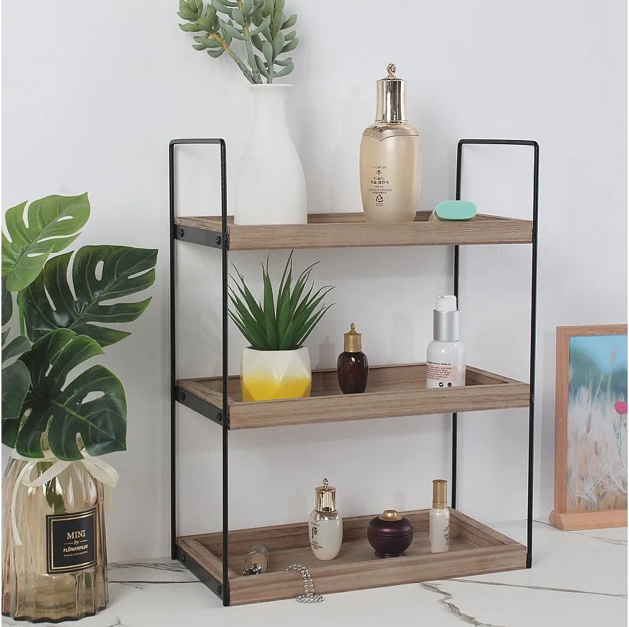 Półka kolumnowa Etagère Ero z 3 poziomami, drewno paulowniowe.