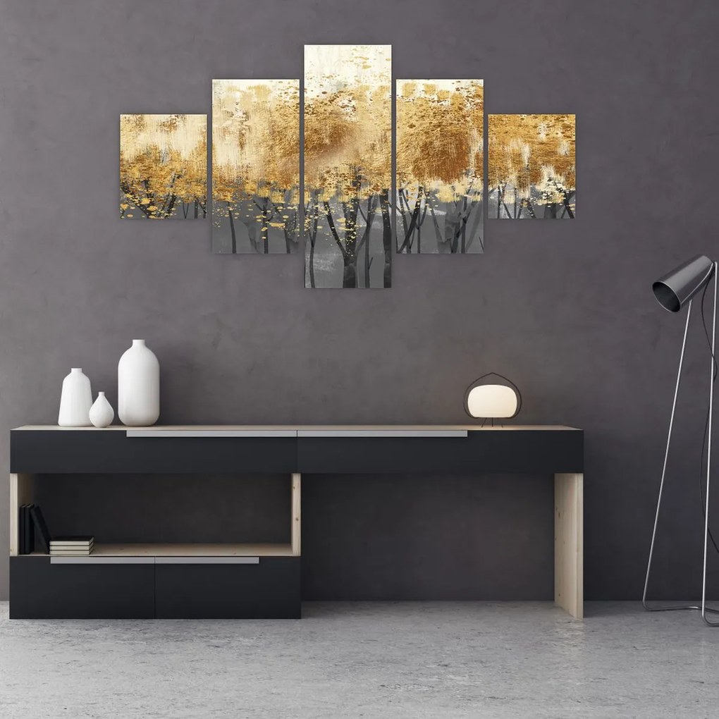 Obraz - Złote drzewa (125x70 cm)