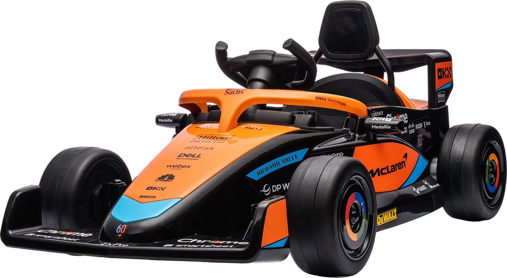 AIYAPLAY Elektryczne Auto Dziecięce, Formula 1 McLaren z Pilotem, Muzyką, dla Dzieci 3-5 Lat, Pomarańczowy