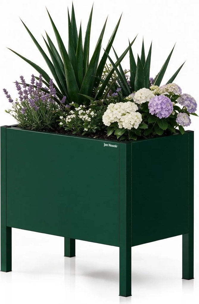 Metalowa donica ogrodowa - osłona Daisy mała, 40 × 25 × 35 cm, butelkowa zieleń