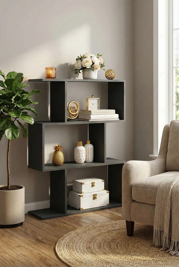 Czarny regał otwarty L3-S08