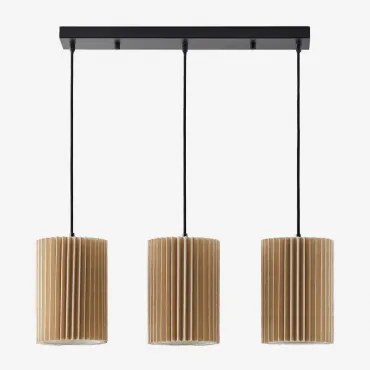 Lampa Sufitowa Wisząca Z Lnu I Metalu Z 3 Punktami Świetlnymi Quintelia Nature - Sklum