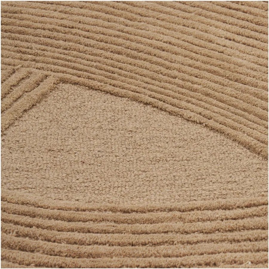 Wełniany dywan tkany ręcznie w ciemnym naturalnym kolorze 200x300 cm Pune – House Nordic