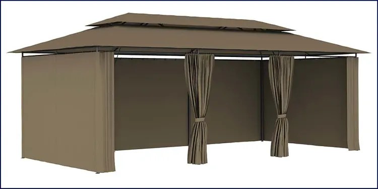 Altana ogrodowa z zasłonami taupe C8-B74