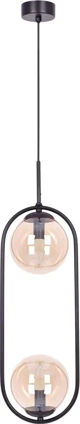 Podwójna lampa wisząca z bursztynowymi kloszami - 6X A199 C6-E84