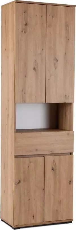 Szafka na buty z siedziskiem + wieszak + słupek Suspended 120 cm grafit/dąb artisan