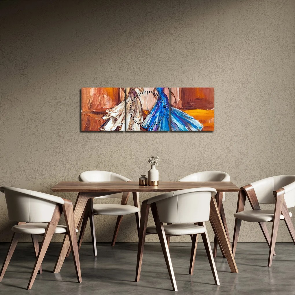 Obraz - tancerz, obraz olejny (z zegarem) (90x30 cm)