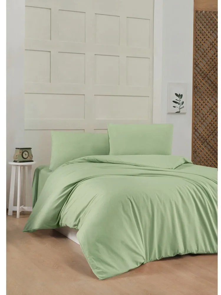 Jasnozielona bawełniana pościel jednoosobowa 140x200 cm – Mijolnir