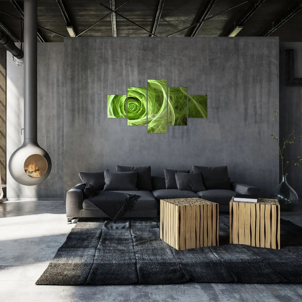 Obraz - Abstrakcyjny zielony róż (125x70 cm)