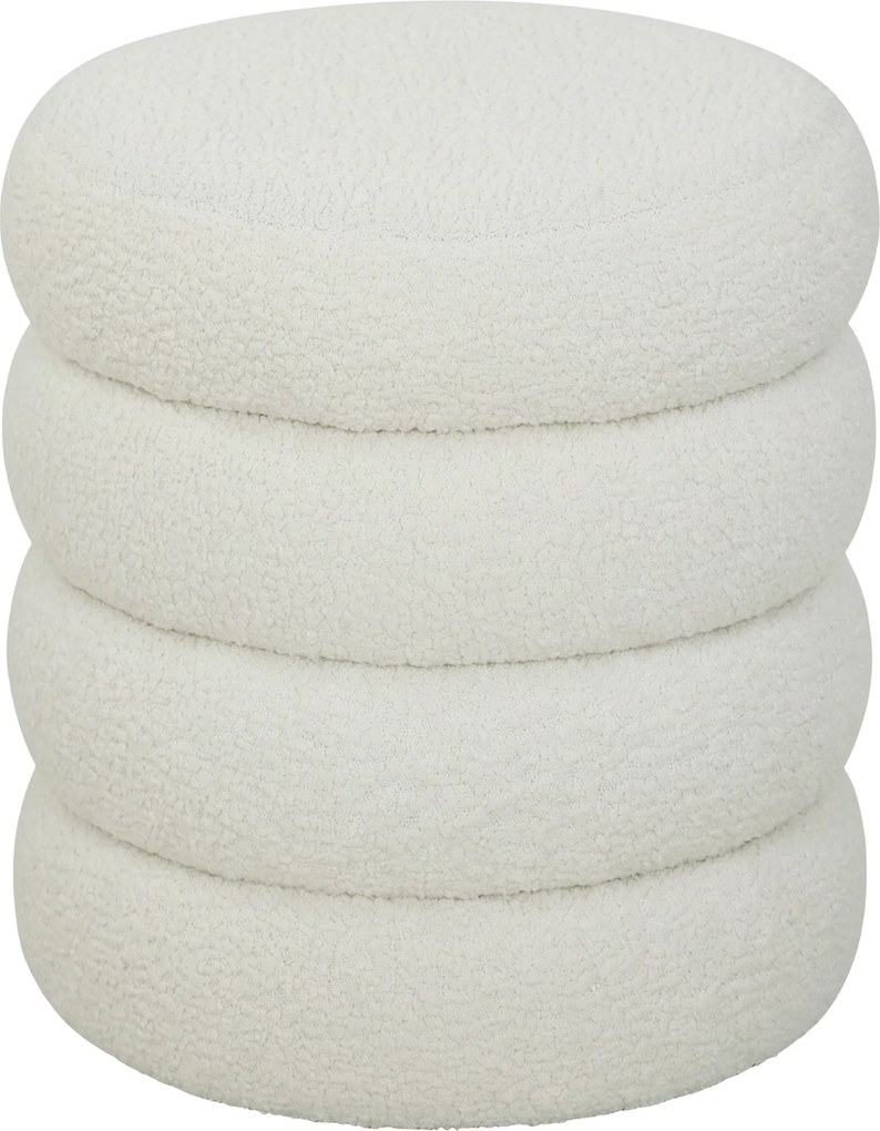 HOMCOM Puf, okrągły, Teddyfleece, do 120kg, Φ40x45H cm, biały | Aosom PL