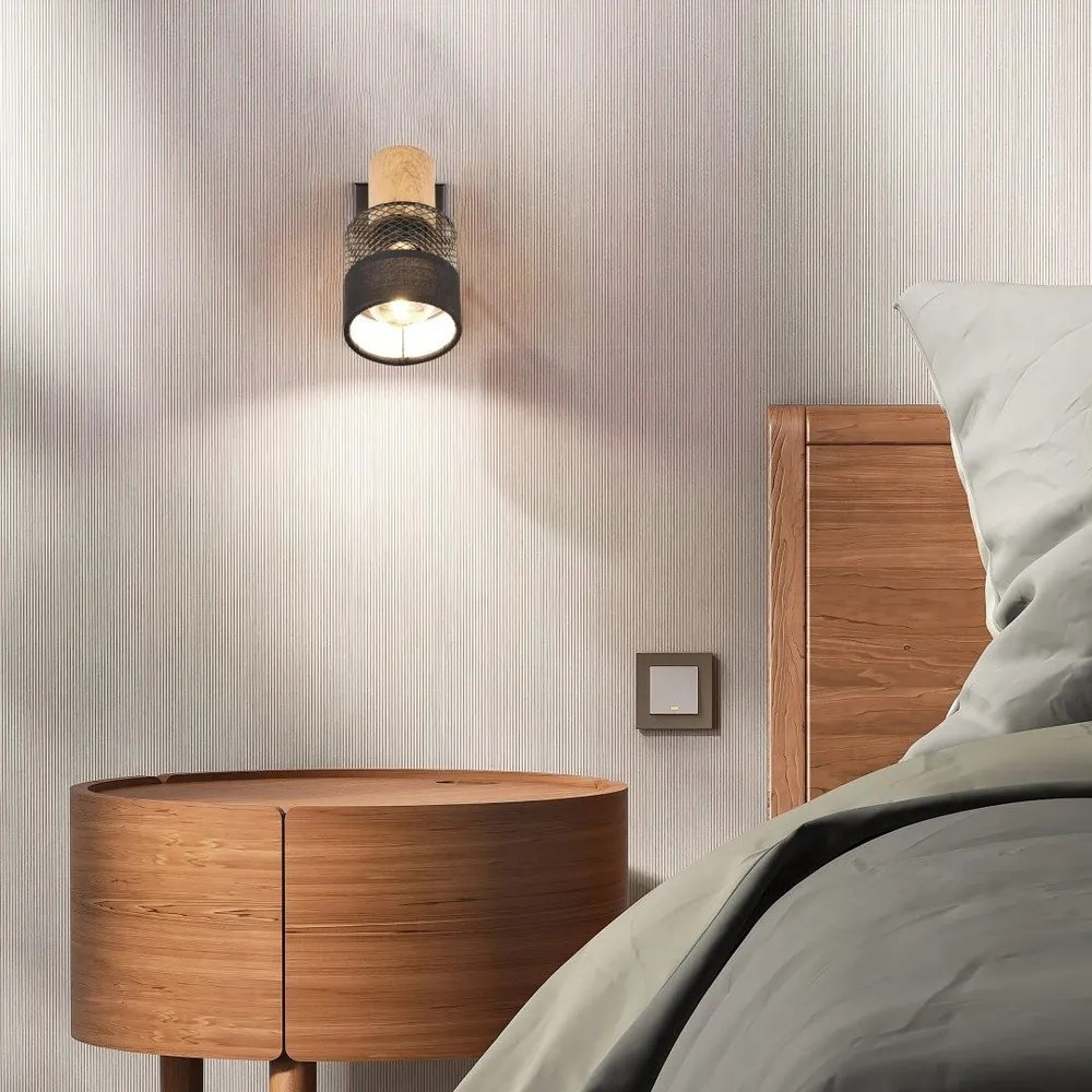 Czarno-naturalny kinkiet ø 7 cm Nandini – Trio