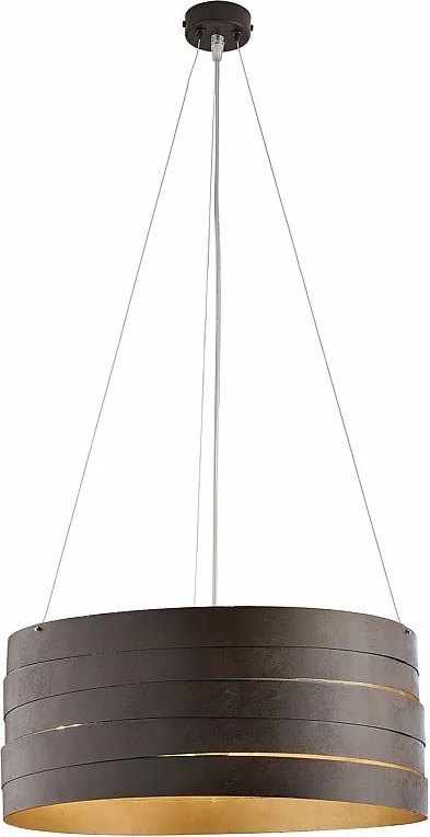 Mambo lampa wisząca 3 światła, czarne lakierowane żelazo, efekt rdzy, stare złoto wnętrze, regulowane linki stalowe, industrialna