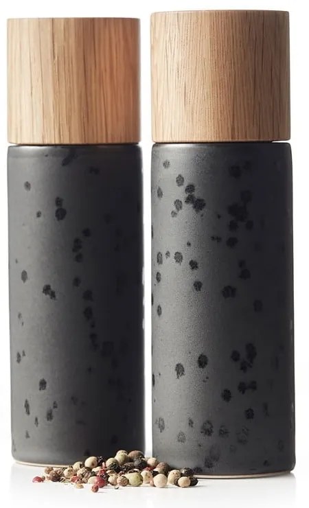Czarny zestaw młynków do pieprzu i soli 2 szt. ceramiczny Gastro Black – Bitz