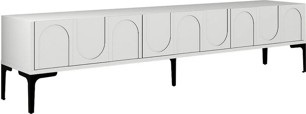 Stojak pod telewizor – 180 cm x 42 cm x 35 cm – Biały i czarny – Płyta wiórowa pokryta melaminą