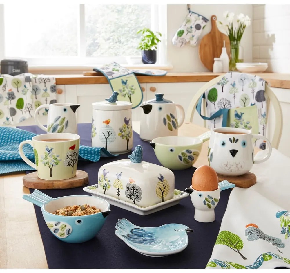 Biało-niebieski ceramiczny dzbanek do herbaty Forest Birds – Cooksmart ®