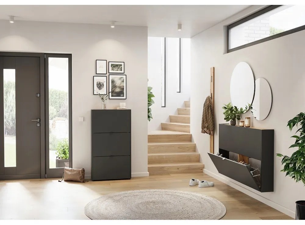 Antracytowy zestaw do przedpokoju 101x200x22 cm Ameca – Germania