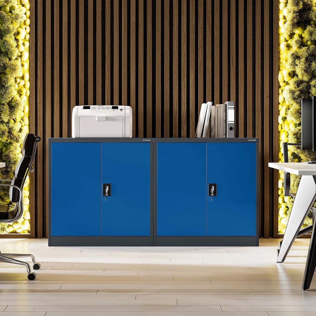 Szafka metalowa na klucz garażowa BEATA, 900 x 930 x 400 mm, antracytowo-niebieska