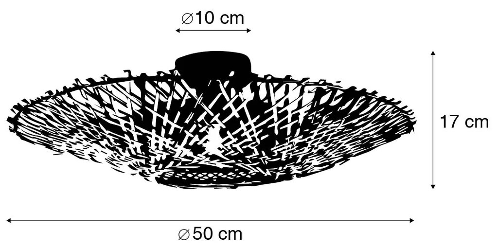Orientalna lampa sufitowa z bambusa 50 cm - RinaKolonialny Oswietlenie wewnetrzne