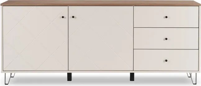 Komoda Dwudrzwiowa z Szufladami BACARDI 183 cm Kaszmir/Dąb Castello Japandi
