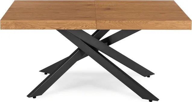 Zestaw Stół Prostokątny Rozkładany HAMPTON 160-240 cm Dąb/Czarny i 4 Krzesła Tapicerowane BRESSO Beżowe
