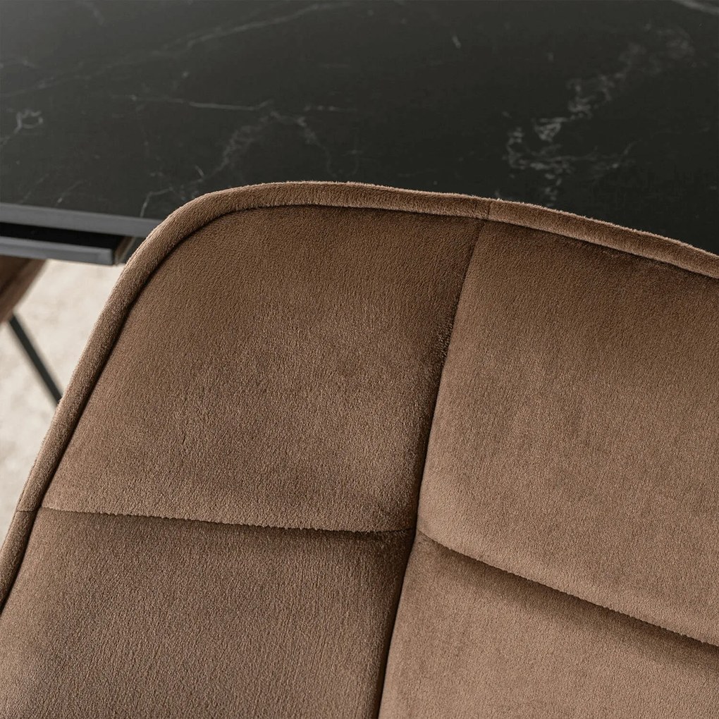 Krzesło Tapicerowane Obrotowe do Salonu LUNA Brązowe Nowoczesne Loft