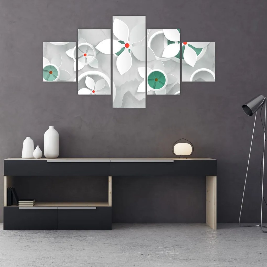 Obraz kwiatowej abstrakcji (125x70 cm)