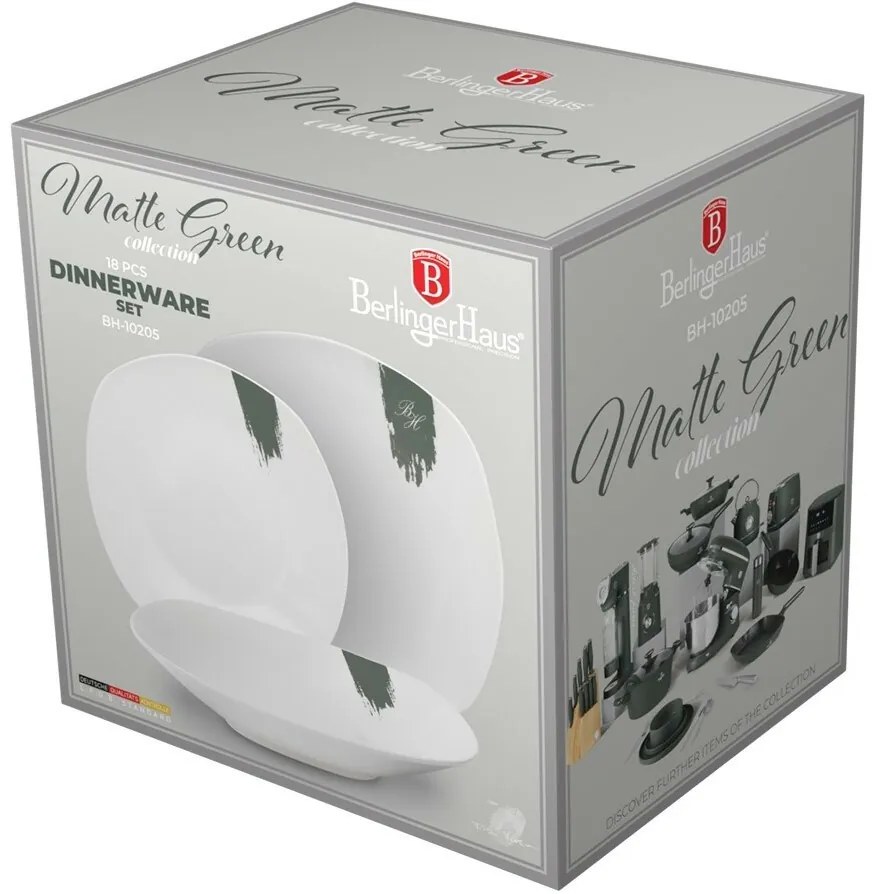 BerlingerHaus 18-częściowy zestaw talerzy Matte Green, biało-zielony