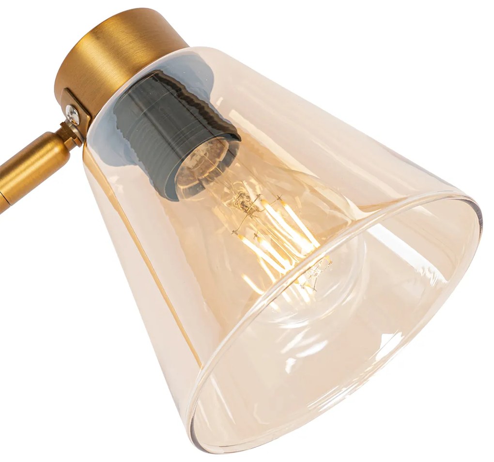 Lampa stołowa w stylu art deco brązowa z marmurem i bursztynowym szkłem - Nina ArtDeco Oswietlenie wewnetrzne