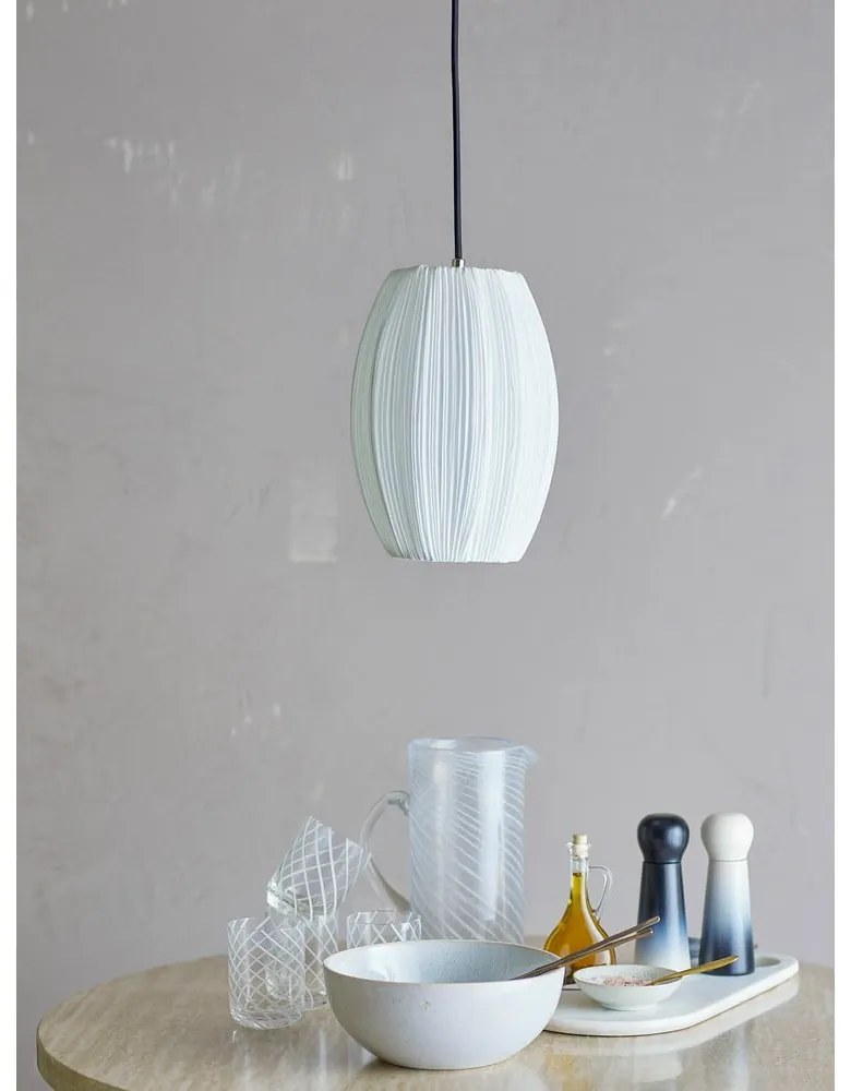 Biała lampa wisząca z tekstylnym kloszem ø 21 cm Pica – Bloomingville