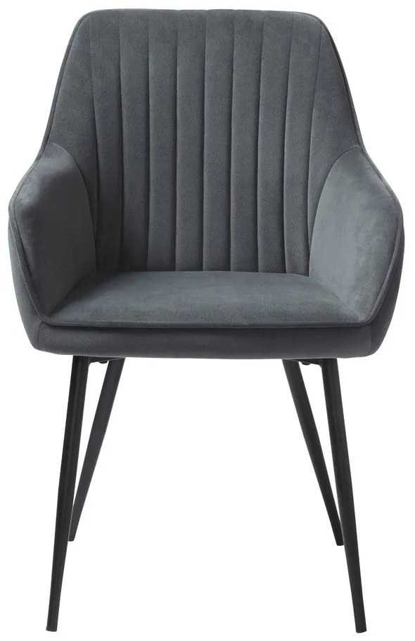 Szare aksamitne krzesła z podłokietnikami zestaw 2 szt. Nolan Stripe – Unique Furniture