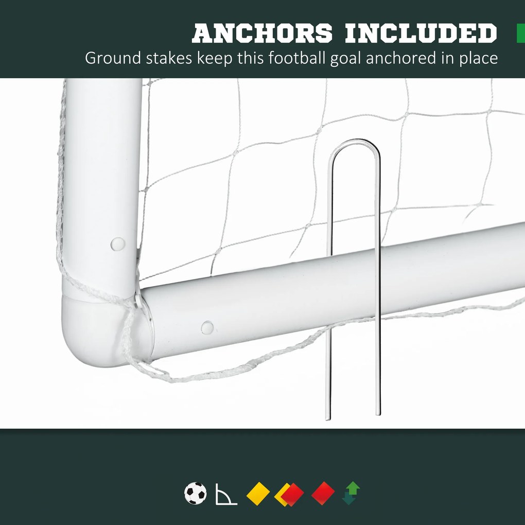 SPORTNOW Bramka do piłki nożnej, solidna siatka, rama z tworzywa sztucznego, kołki, 300L x 120B x 200H cm, Biały