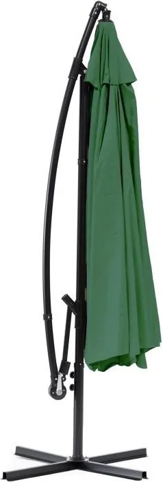 Parasol ogrodowy na wysięgniku XS-UMS021 z korbką, zielony, 3 m
