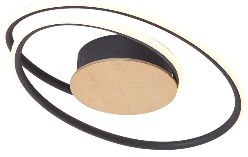 Designerska lampa sufitowa drewniana z LED z 3-stopniową regulacją ściemniania - Rowan