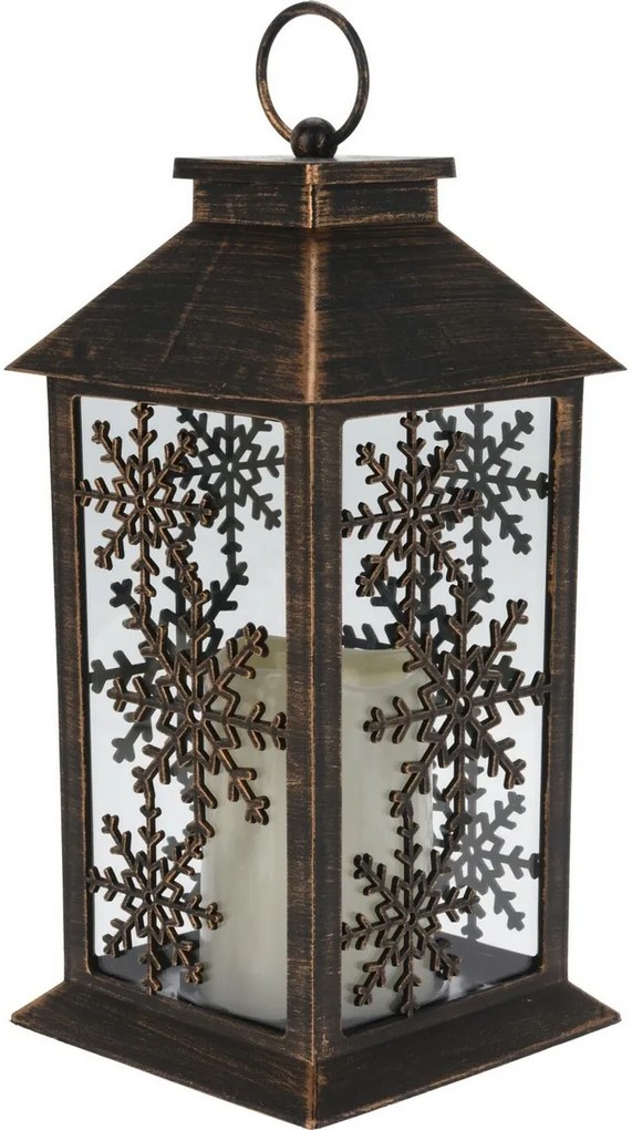 Latarnia ze świeczką LED Trifle Snowflake czarny, 14 x 28 cm