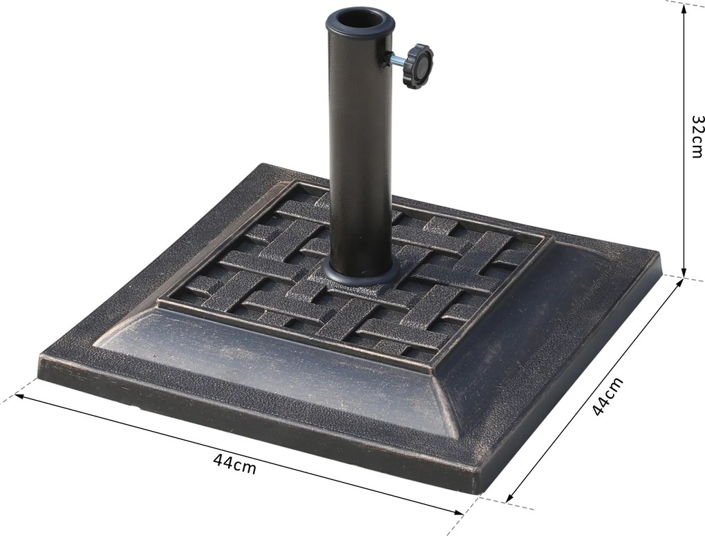 Outsunny Podstawa Parasola 9kg Żywica Brązowa Stabilna i Trwała 44x44x33cm | Aosom PL