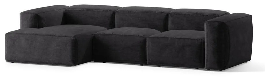 Ciemnoszary sztruksowy narożnik (lewostronny/z szezlongiem) Bergamo – Cosmopolitan Design