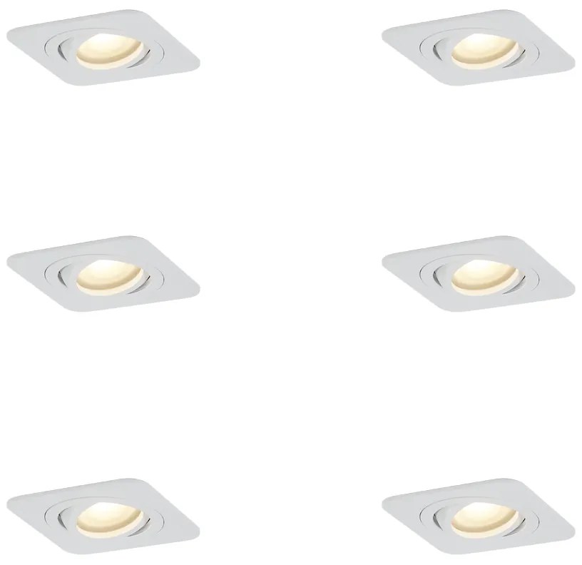 Zewnetrzna Zestaw 6 okrągłych reflektorów wpuszczanych białych GU10 50 mm, obrotowych i przechylanych IP44 - Alberto Nowoczesny Oswietlenie zewnetrzne