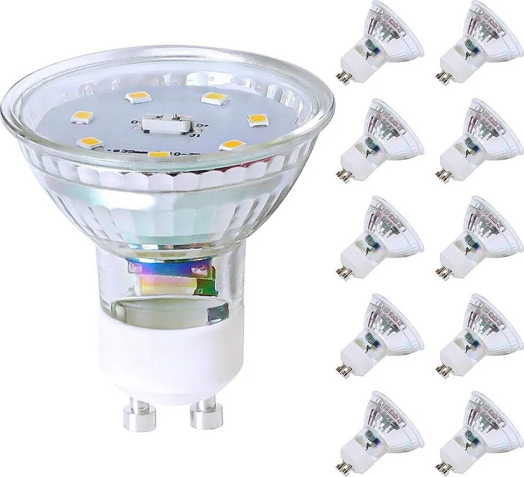 NETTLIFE Zestaw 10 sztuk żarówek LED GU10 LED o mocy 5 W w kolorze neutralnej bieli zastępuje żarówkę energooszczędną o mocy 50 W Kąt świecenia 4000 K