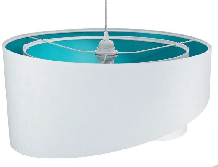 Biało-turkusowa lampa wisząca welurowa G7-Z25