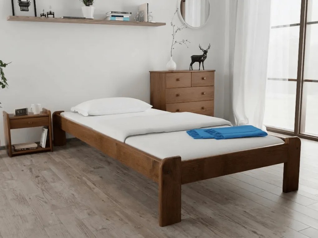 Łóżko ADA 90 x 200 cm, dąb Stelaż: Ze stelażem listwowym rolowanym elastycznym, Materac: Materac Sommera 18 cm