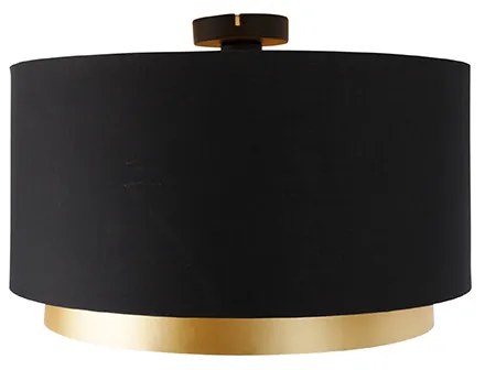 Nowoczesna lampa sufitowa czarna ze złotem 47 cm podwójny klosz - Combi Nowoczesny Oswietlenie wewnetrzne