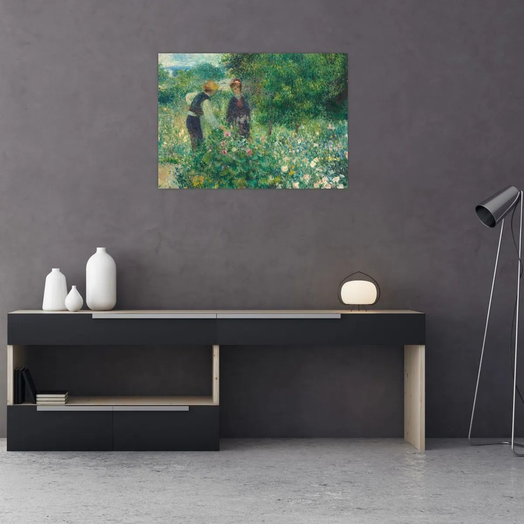 Obraz na szkle - Auguste Renoir, Picking Flowers, reprodukcje (70x50 cm)