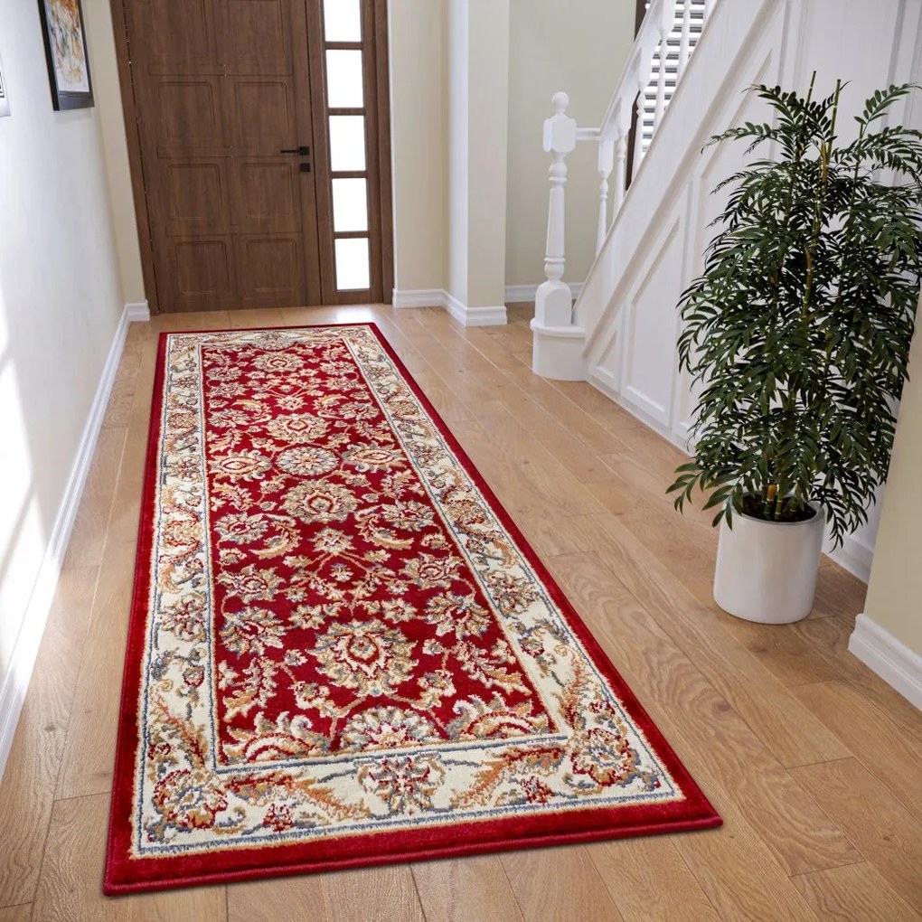 Dywan Luxor Perski Florystyczny czerwono - kremowy 80 cm x 240 cm