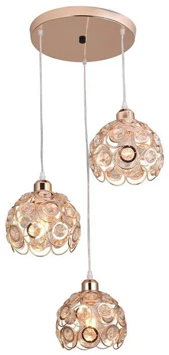 Lampa sufitowa z ażurowymi kloszami i kryształkami wisząca AT10-3SZ-Złoto