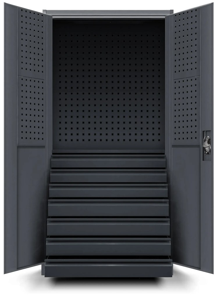 Szafa warsztatowa DAREK, 920 x 1850 x 500 mm, antracytowa