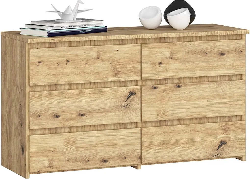Komoda AKORD CL100 Dąb Artisan 100 cm 6 szuflad kolor Dąb Artisan mat 100x35x57 cm