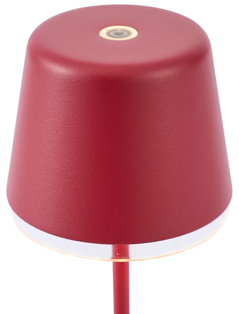 Lampa stołowa czerwona z LED IP65, ładowalna ze stacją ładującą - Treble