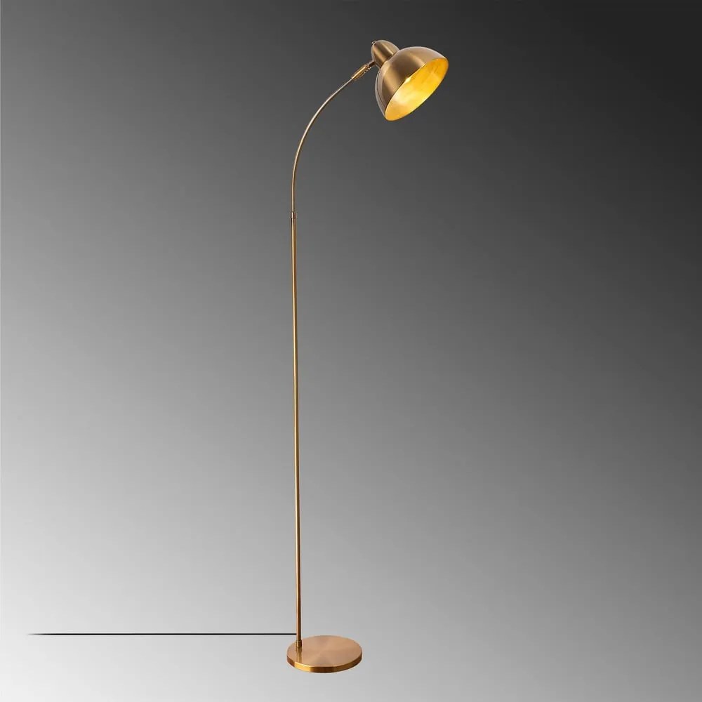 Lampa stojąca w kolorze mosiądzu z metalowym kloszem (wysokość 162 cm) Marzeo – Opviq lights