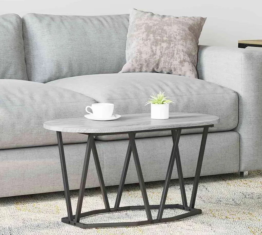 Szary owalny stolik kawowy metalowy N9-G25